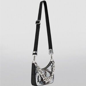 Christian Louboutin Loubila black silver chain shoulder bag crossbody snakeprint